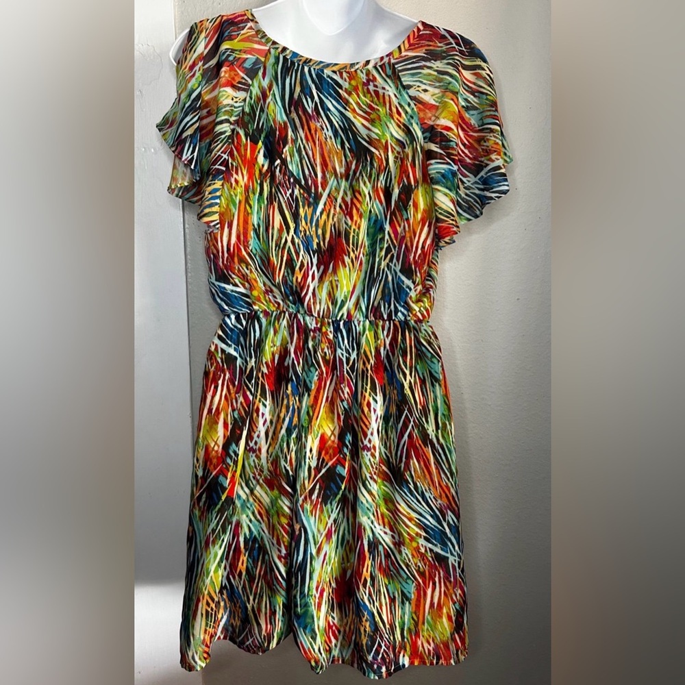 BCX | Multicolored A-line Wisp Print Pattern Dress | Women’s size M - Picture 5 of 15